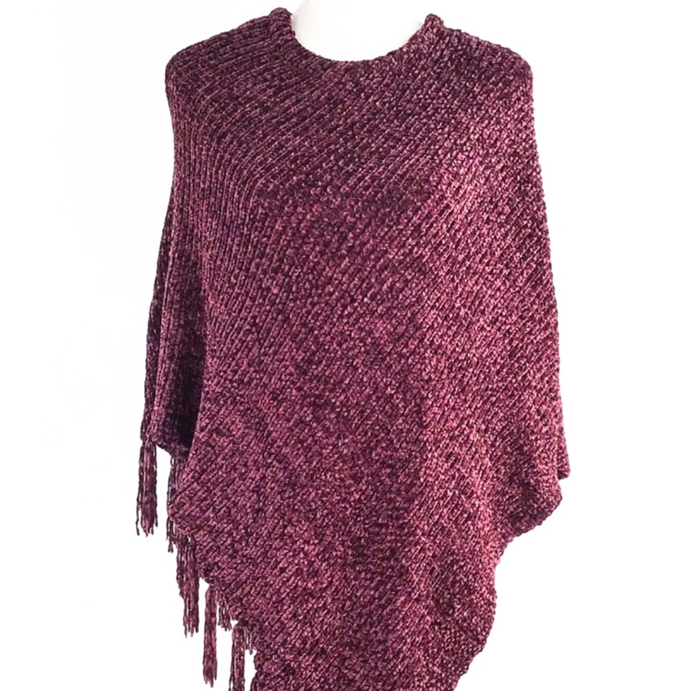 Chenille Fringed Poncho